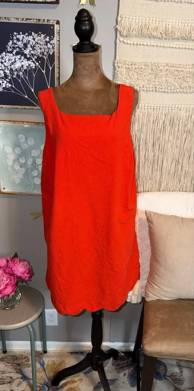 Kate Spade New York Coral Scalloped Shift Dress Large